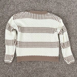 Cream and Brown Striped Sweater